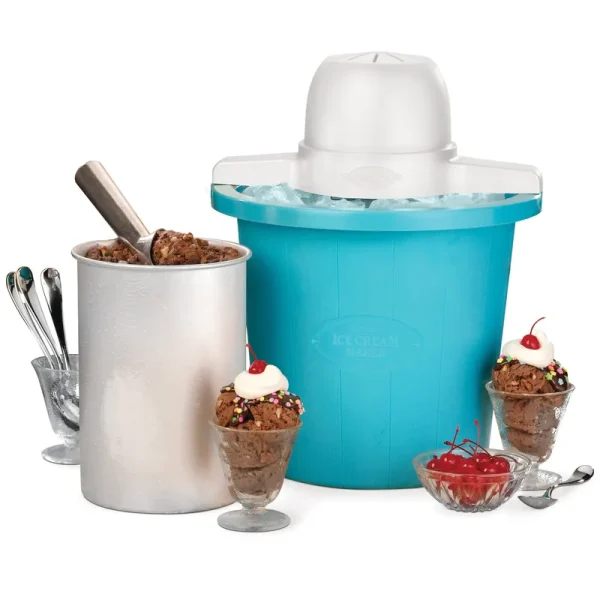 Nostalgia Icmp4bl Electric Ice Cream Maker, Blue, 4 Quart