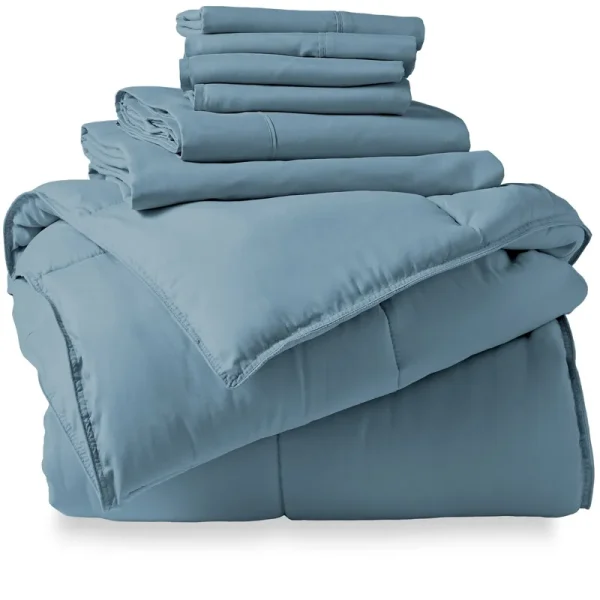 Premium 1800 Series Microfiber Bed in A Bag by Bare Home Size: Split King Blue