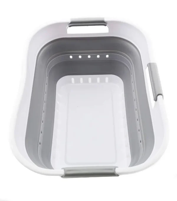SAMMART Collpasible Laundry Basket 19L Collapsible with Holes White Grey at MechanicSurplus.com