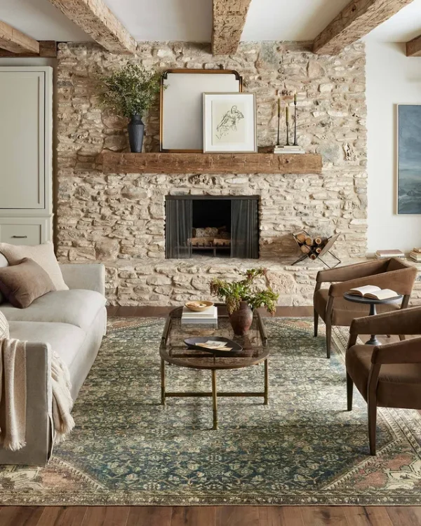 Magnolia Home by Joanna Gaines x Loloi Banks Machine Washable Denim / Clay Area Rug Rug Size: Rectangle 7'6" x 9'6"