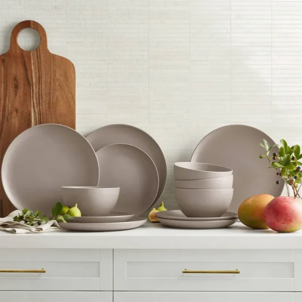 Member's Mark 12-Piece Artisan Crafted Dinnerware Set (Taupe)