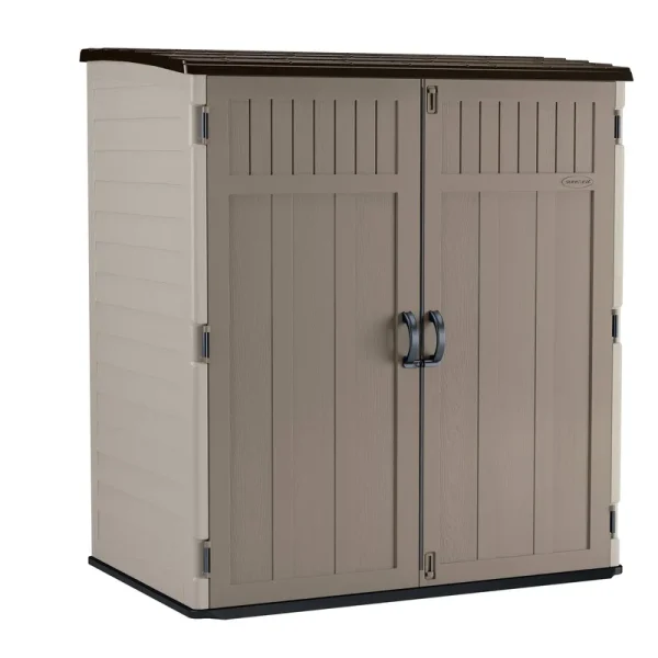 Suncast 5 ft. 10.5 in. x 3 ft. 8.25 in. x 6 ft. 5.5 in. XL Vertical Storage Shed, Beige
