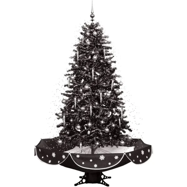 Fraser Hill Farm 75" Snowing Musical Christmas Tree in Black and Silver with Snow Function