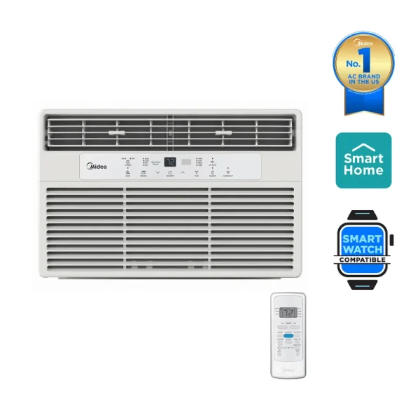 Midea 8, 000 BTU 115V Smart Window Air Conditioner with Comfort Sense Remote, up to 350 Sq. Ft., White, MAW08S1DWWT, New