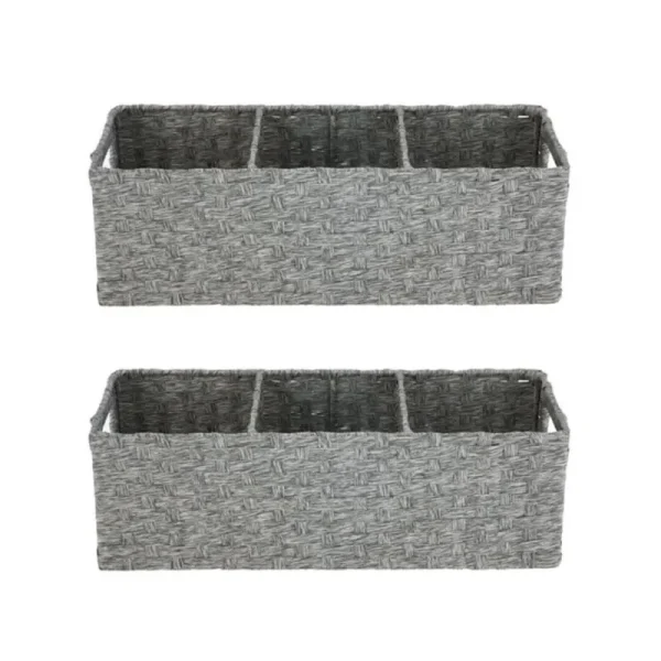 Mainstays 3-Compartment Storage Basket Set with Handles
