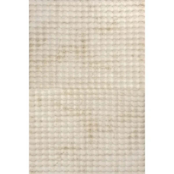 nuLOOM Jeni Solid Faux Rabbit Machine Washable Area Rug Beige 3' 9" x 6'