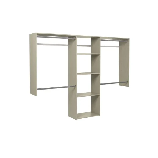 Easy Track Deluxe Closet Storage Organizer System with Shelves Weathered Grey