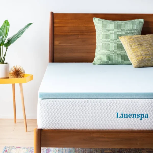 Linenspa Essentials 2-Inch Gel Memory Foam Mattress Topper - Blue King