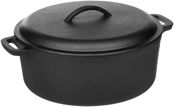 AmazonBasics Pre-Seasoned Cast Iron Dutch Oven Pot with Lid and Dual Handles, 7-Quart