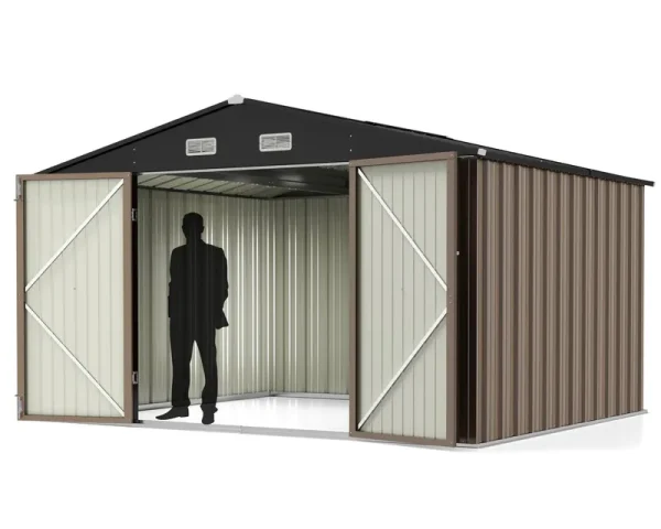 Greesum Metal Outdoor Storage Shed 10ft x 8ft, Steel Utility Tool Shed Storage House with Door & Lock, Metal Sheds Outdoor Storage for Backyard