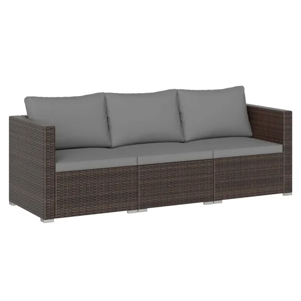 Tangkula 3 Pieces Patio Sectional Sofa Set with Soft Cushions