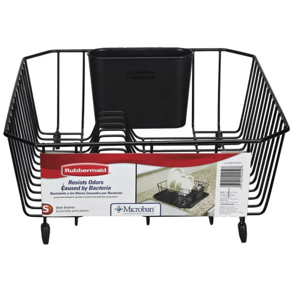 Rubbermaid Antimicrobial Dish Drainer, Black, 17.62"