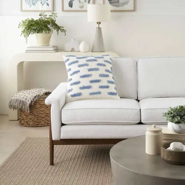 Mina Victory Life Styles Tufted Lines Ocean 18" x 18" Throw Pillow