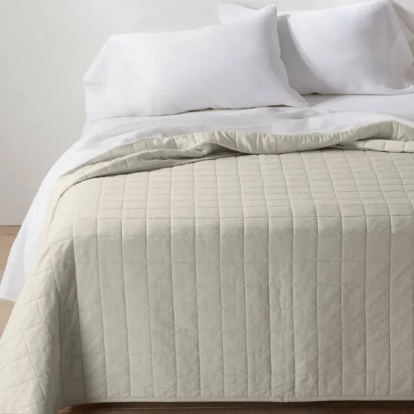 King Heavyweight Linen Blend Quilt Natural - Casaluna