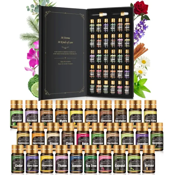 Wtrcsv Essential Oils Set -Essential Oils - 100% Natural Essential Oils-Perfect for Diffuser, Humidifier,Aromatherapy, Massage,Skin & Hair Care,30x5