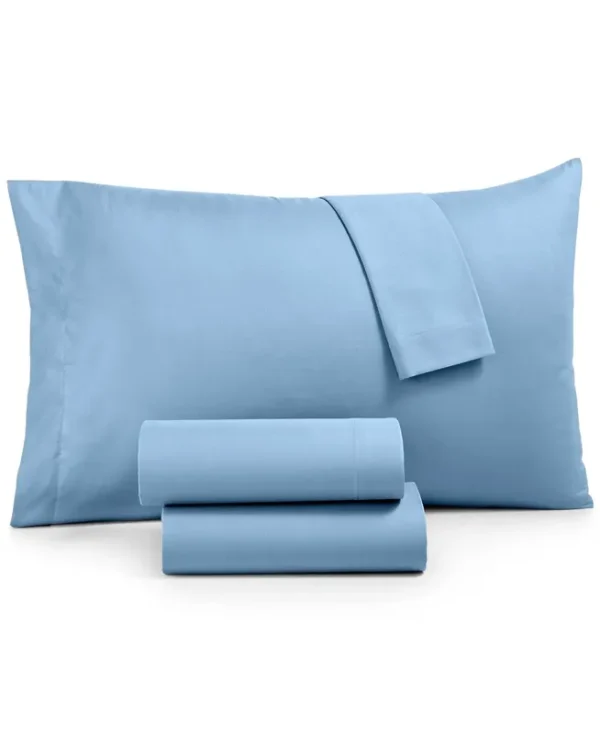 Microfiber 4 Pc. Sheet Set, Queen, Created for Macy's - Light Blue
