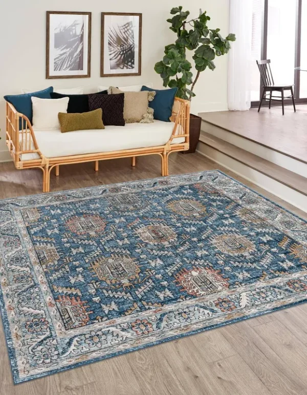 Unique Loom Nyla 12 ft Square Blue Floral, Geometric Area Rug
