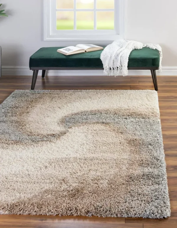 Unique Loom Soft Touch Shag 5x8 Khaki Abstract Area Rug