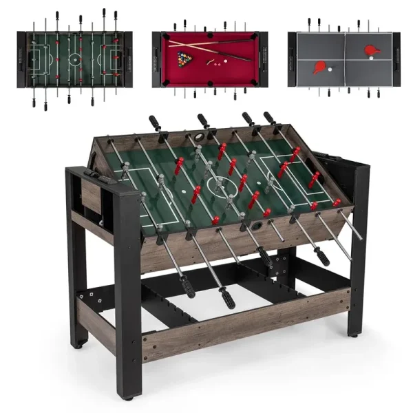 3-in-1 Multi Game Table, 49" Swivel Combo Game Table with Foosball, Pool & Table Tennis, Space-Saving Indoor Arcade Table for Family Game Room, Office