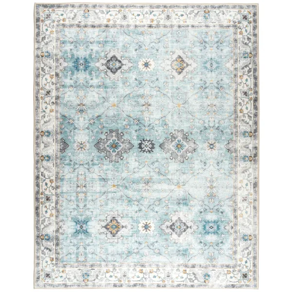ReaLife Machine Washable - Distressed Boho Border Rug - 3' x 5'