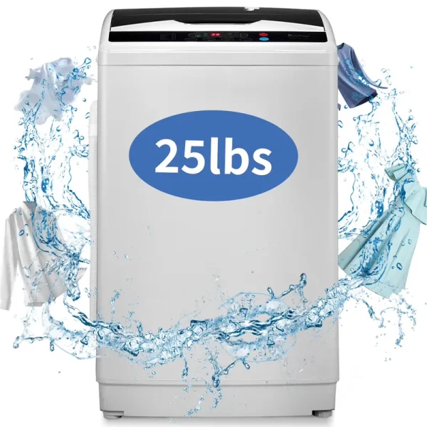 Zimtown Full Automatic Washing Machine, 25 lb Top Load Portable Washer with Drain Pump