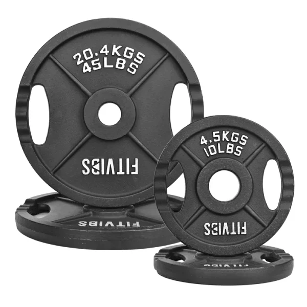 Flexwave 2 - Hole Cast Iron Weight Plate Set, 110 lb - 230 lb, Strength Training Plates for Home Gym