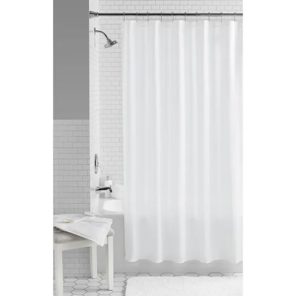 Mainstays Waffle Weave Textured Fabric Shower Curtain - White - 72 x 72 in