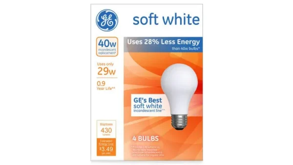 Ge Light Bulb, Incandescent, Soft White, 29 Watts - 4 light bulbs