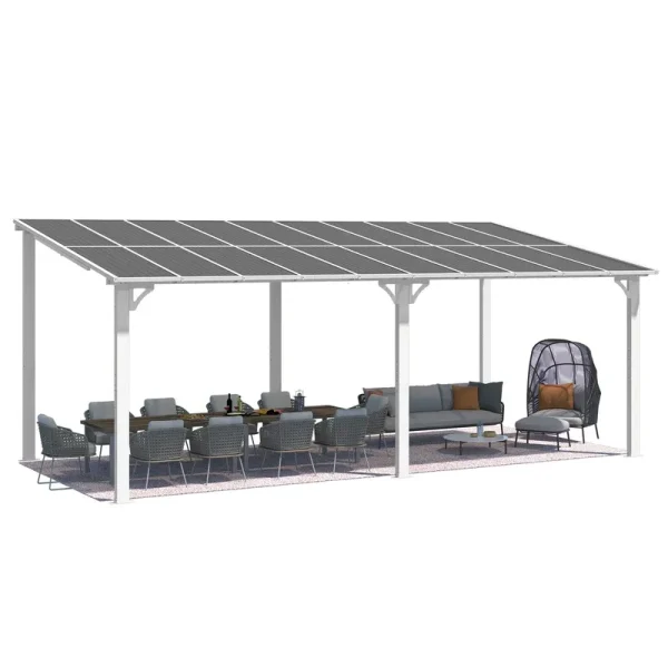 AECOJOY 20'x10' Wall Mounted Gazebos Pergola, White