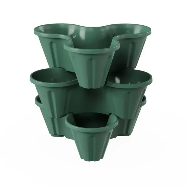 Nature Spring 3-Tier Stacking Planter Tower, Green - Hunter Greeen