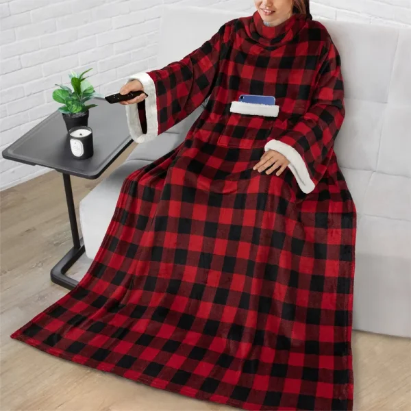 PAVILIA Fleece Blanket with Sleeves for Women Men Adults
