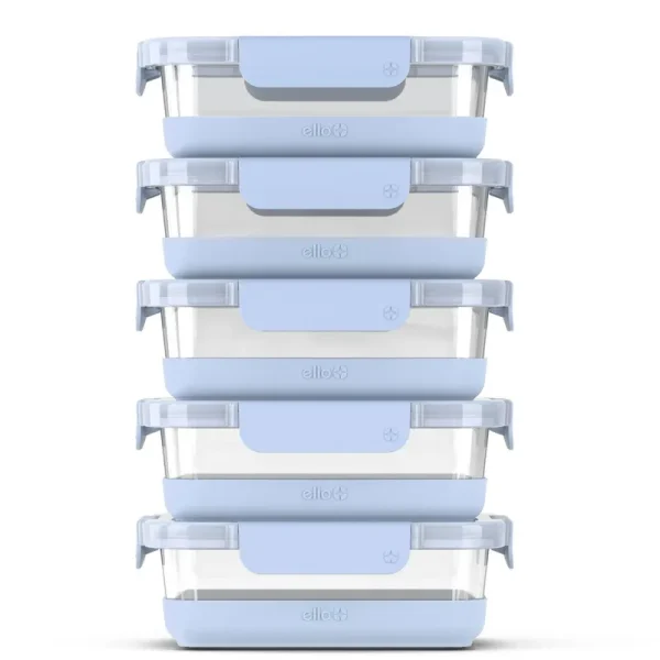 Ello 10pc Glass Meal Prep Food Storage Container Set Blue