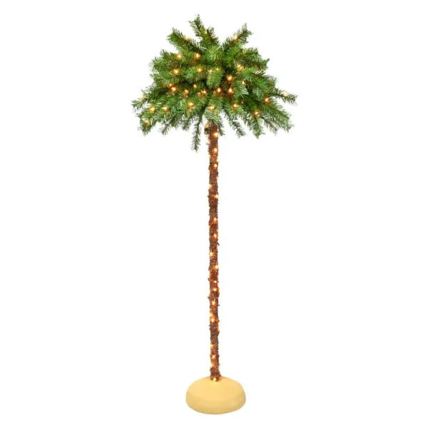 Puleo International 6 ft. Pre-Lit Artificial Palm Tree with 150 UL-Listed Lights