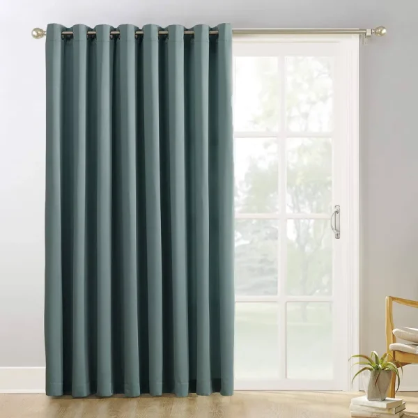 Sun Zero Easton Blackout Patio Door Curtain Panel, 100" x 84", Mineral Green