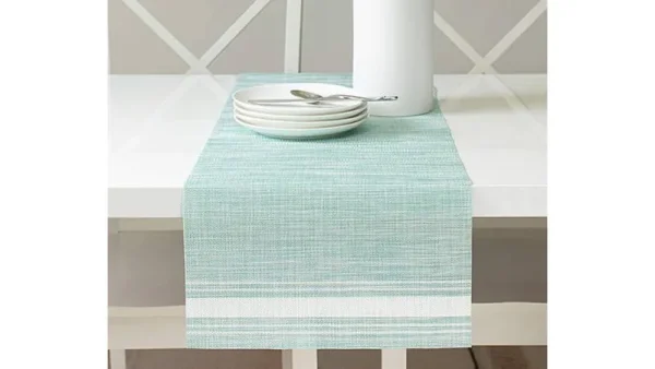 Real Living - Aqua Stripe-accent Bistro Table Runner