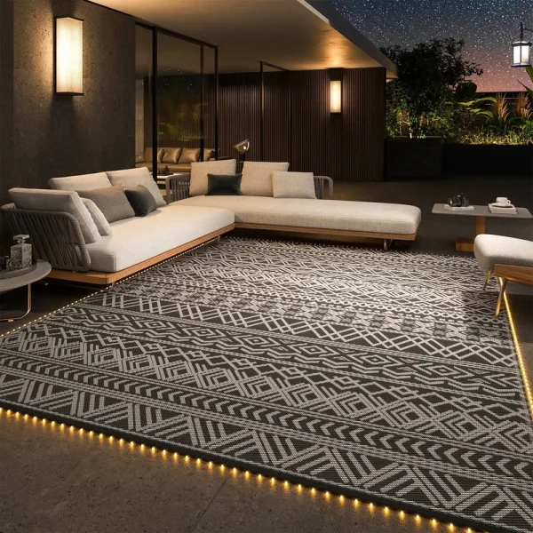 Sixhome Outdoor Rug 5'x8' Waterproof Reversible Patio Rug Plastic Straw Lightweight Indoor Outdoor Rug for RV Camping Deck Balcony Boho Porch Decor