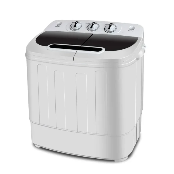 Super Deal Compact Mini Twin Tub Washing Machine, Portable Laundry Washer W/WASH and Spin Cycle Combo, Built-In Gravity Drain, 13lbs