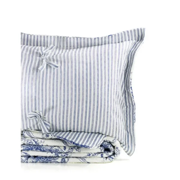 Benedictine Cotton Quilt Set Size: Full/Queen Quilt + 2 Shams, Color: Navy