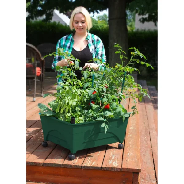 Emsco Group City Picker Self Watering Raised Bed Grow Box - Hunter Green