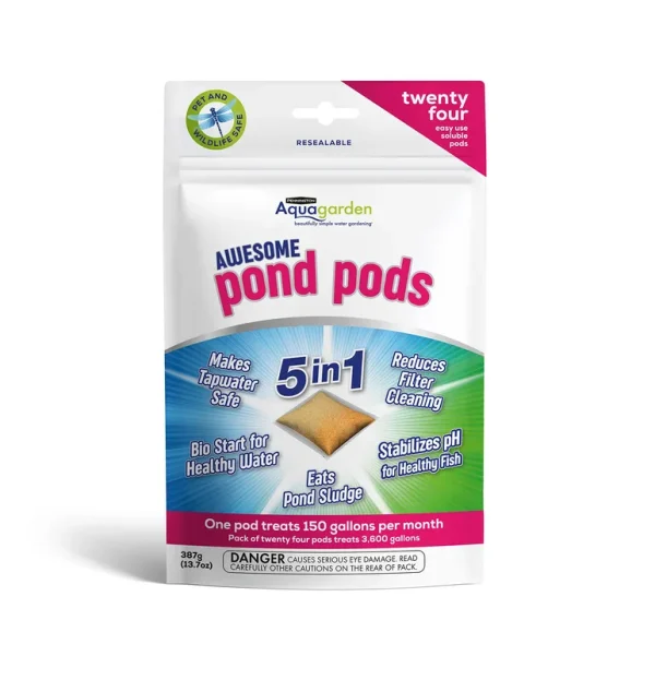 Pennington Aquagarden Awesome Pond Pods, Eats Pond Sludge, Makes Tapwater Safe, Reduces Filter Cleaning - 24 Pack