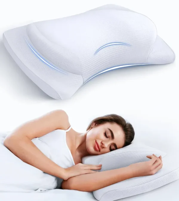Gadole 8x Support Side Sleeping Pillow for Neck Pain Relief, Adjustable Cervical Fit Shoulder Perfectly, Ergonomic Contour Memory Foam Pillows with