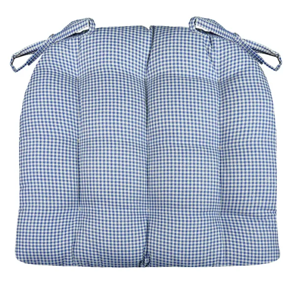 Madrid Dark Blue Dining Chair Pad with Ties - Size Standard - Latex Foam Fill Cushion - Machine Washable, Reversible, Solid Colo