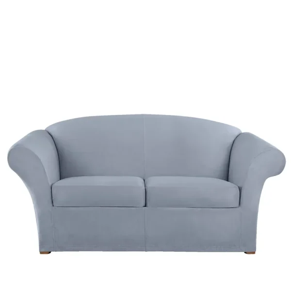 Sure Fit Ultimate Stretch Suede 3 Piece Loveseat Slipcover, Pacific Blue