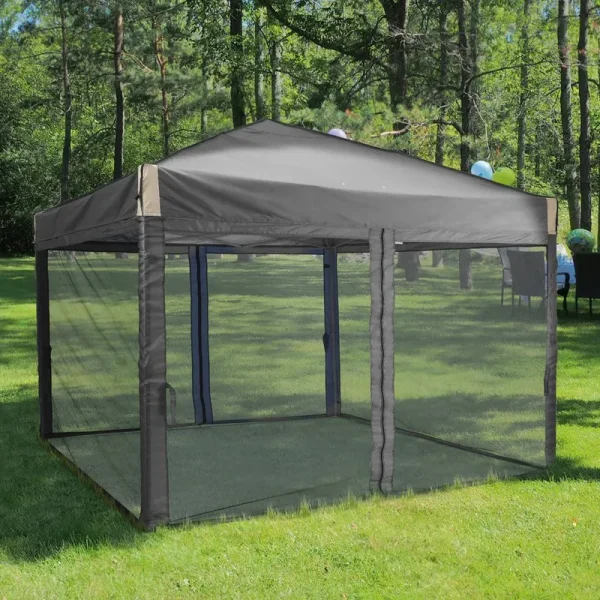 Aoodor Pop Up Canopy Tent with Removable Mesh Sidewalls, Portable Instant Shade Canopy with Roller Bag, Size: 12' x 12', Black