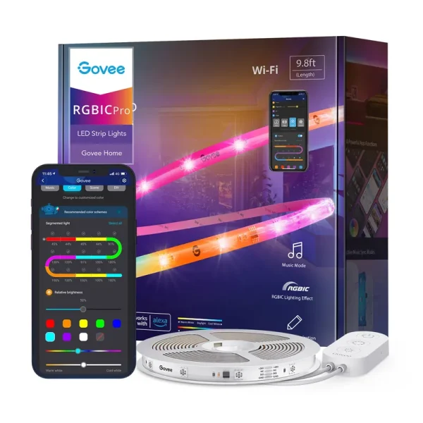 Govee Wi-Fi RGBIC LED Light Strip 9.8', strips, Multi Color