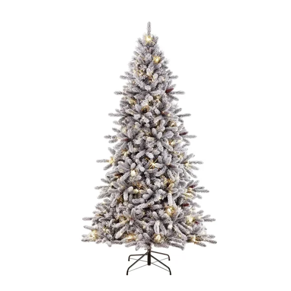 Puleo International 6.5 ft. Pre-Lit Flocked Bennington Fir Artificial Christmas Tree with 350 UL-Listed Lights