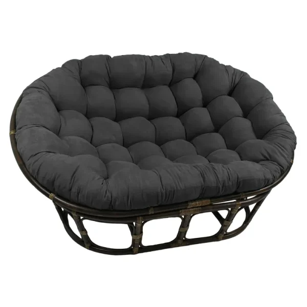 Blazing Needles 78 x 58 in. Solid MicroSuede Double Papasan Cushion, Steel Grey