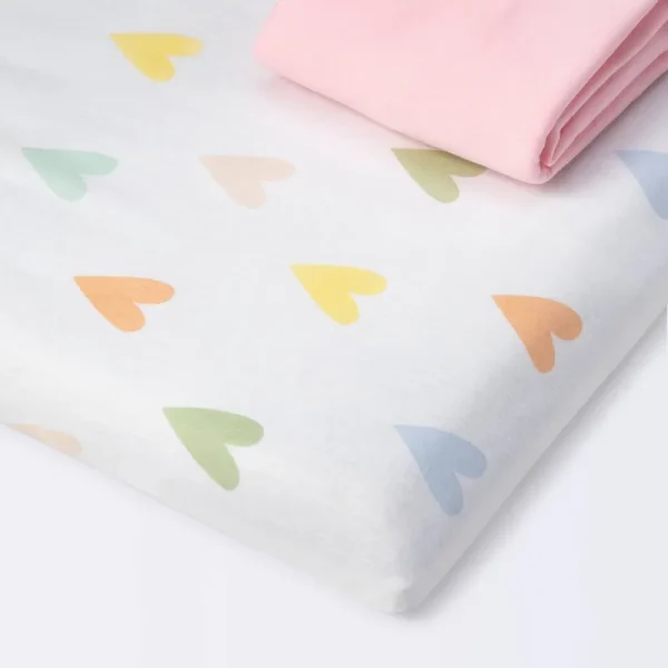 Fitted Playard Jersey Sheet - Cloud Island Hearts/Pink 2pk