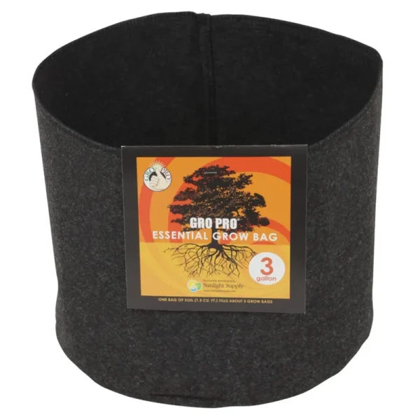 Gro Pro - Essential Round Fabric Pot - Black 3 Gallon