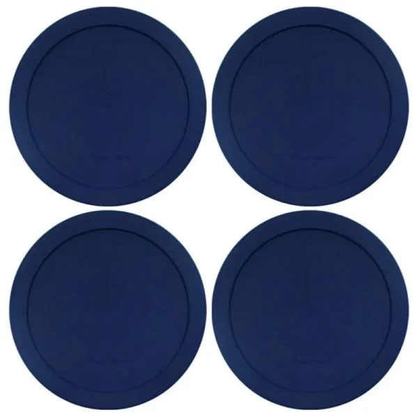 Lids for Pyrex and Anchor Round Glass Containers 2-Cups Blue-4 Pack